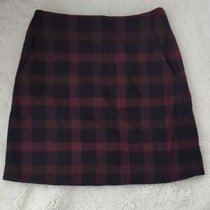 Plaid Black and Red Wool Skirt